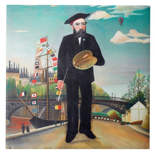 Selbstportrait, Landschaft, Rousseau Fliese (Vorderseite)
