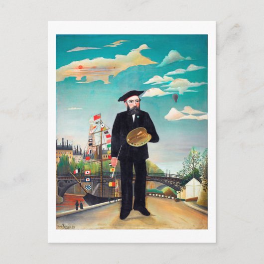Selbstportrait, Landschaft, Rousseau Postkarte (Vorderseite)