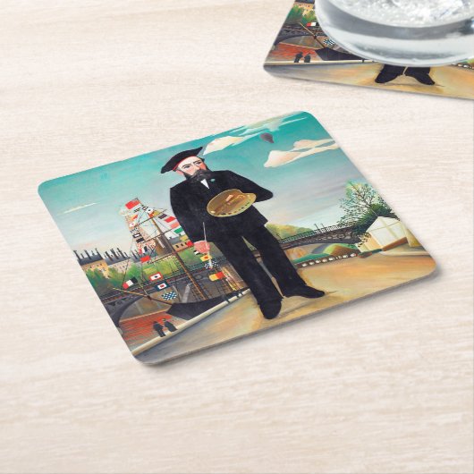 Selbstportrait, Landschaft, Rousseau Rechteckiger Pappuntersetzer (angewinkelt)