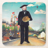 Selbstportrait, Landschaft, Rousseau Rechteckiger Pappuntersetzer (Vorderseite)
