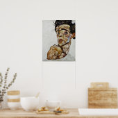 Selbstportrait mit aufgehauener Schulter von Schie Poster (Küche)