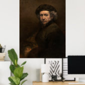 Selbstportrait mit Beret von Rembrandt Poster (Heimbüro)