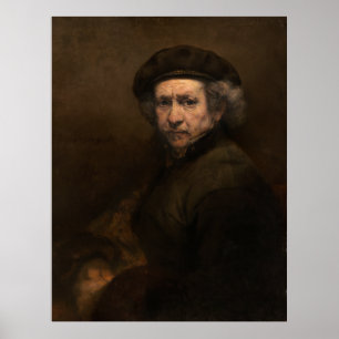 Selbstportrait mit Beret von Rembrandt Poster