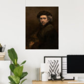 Selbstportrait mit Beret von Rembrandt Poster (Heimbüro)