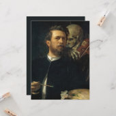 Selbstportrait mit dem Tod als Geiger (von Böcklin Karte (Vorderseite/Rückseite Beispiel)