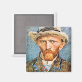 Selbstportrait mit einem grauen Filzhut von van Go Magnet (Vorderseite/Rückseite)