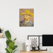 Selbstportrait mit einem Strohhut von Vincent van  Poster (Heimbüro)