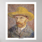 Selbstportrait mit einem Strohhut von Vincent van  Poster (Vorne)