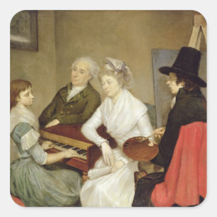 Selbstportrait mit Familie Quadratischer Aufkleber