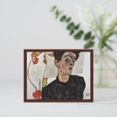 Selbstportrait mit FruchtLattern von Schiele Egon Postkarte (Stehend Vorderseite)