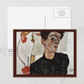 Selbstportrait mit FruchtLattern von Schiele Egon Postkarte (Vorne/Hinten)