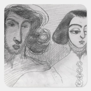 Selbstportrait mit George Sand Quadratischer Aufkleber