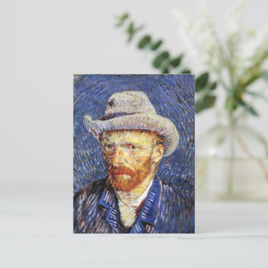 Selbstportrait mit grauem Filzhut, Vincent Van Gog Postkarte (Stehend Vorderseite)