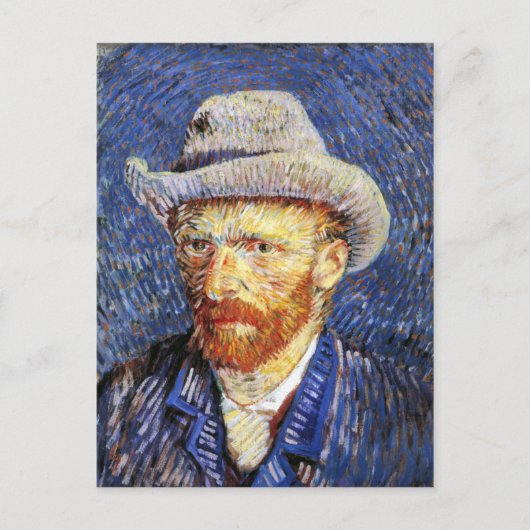 Selbstportrait mit grauem Filzhut, Vincent Van Gog Postkarte (Vorderseite)