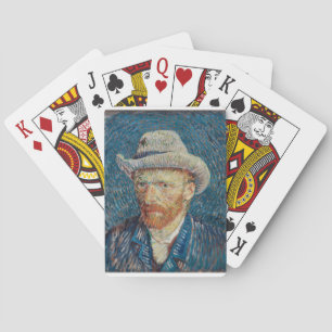 Selbstportrait mit grauem Filzhut von Vincent van Spielkarten