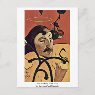 Selbstportrait mit Halo von Eugene Paul Gauguin Postkarte