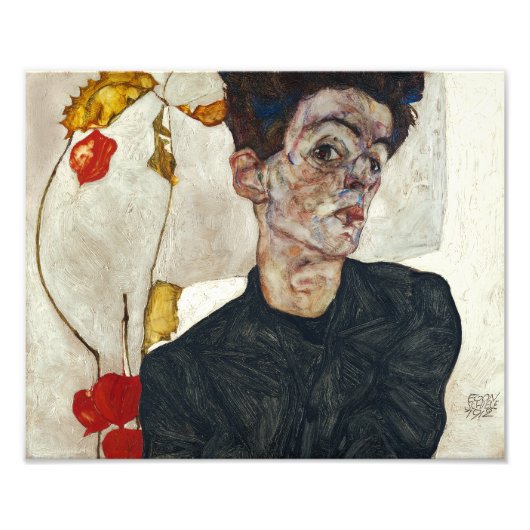 Selbstportrait mit Physalis | Egon Schiele | Fotodruck (Vorne)
