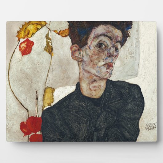 Selbstportrait mit Physalis | Egon Schiele | Fotoplatte (Vorderseite)