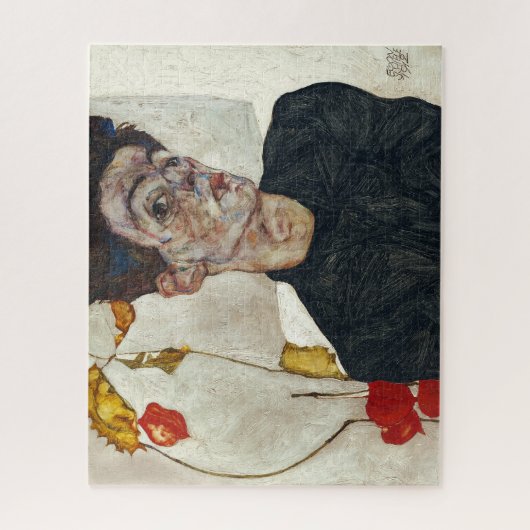 Selbstportrait mit Physalis | Egon Schiele | Puzzle (Vertikal)