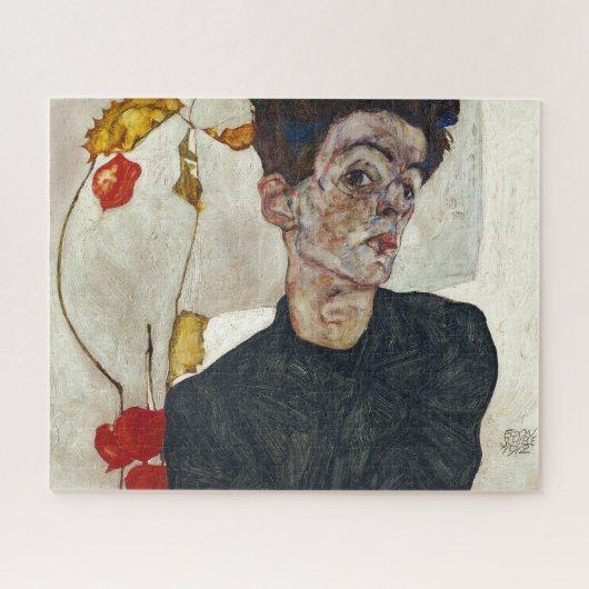 Selbstportrait mit Physalis | Egon Schiele | Puzzle (Horizontal)