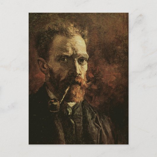 Selbstportrait mit Pipe, Van Gogh Fine Art Postkarte (Vorderseite)