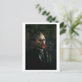Selbstportrait mit Pipe, Van Gogh Fine Art Postkarte (Stehend Vorderseite)