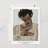 Selbstportrait mit seinem Kopf nach unten durch Eg Postkarte (Vorne/Hinten)