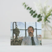 Selbstportrait mit Skeleton von Lovis Corinth Postkarte (Stehend Vorderseite)
