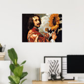 Selbstportrait mit Sonnenblume, 1632 Kunstwerk Poster (Heimbüro)