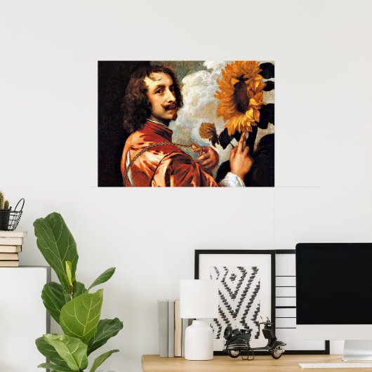 Selbstportrait mit Sonnenblume, 1632 Kunstwerk Poster (Heimbüro)