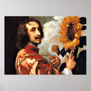 Selbstportrait mit Sonnenblume, 1632 Kunstwerk Poster