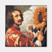 Selbstportrait mit Sonnenblumen, berühmtes Kunstwe Magnet (Vorne)