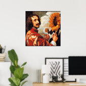 Selbstportrait mit Sonnenblumen, berühmtes Kunstwe Poster (Heimbüro)