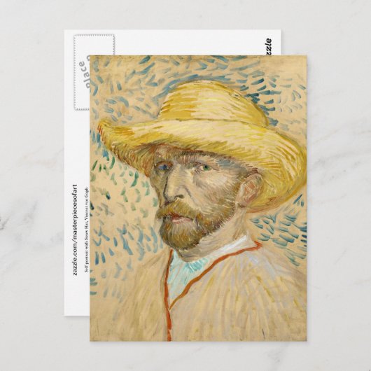Selbstportrait mit Straw Hat Van Gogh Fine Art Postkarte (Vorne/Hinten)