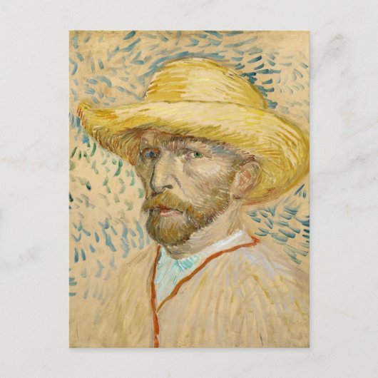 Selbstportrait mit Straw Hat Van Gogh Fine Art Postkarte (Vorderseite)