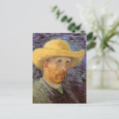 Selbstportrait mit Straw Hat Van Gogh Fine Art Postkarte (Stehend Vorderseite)