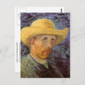Selbstportrait mit Straw Hat Van Gogh Fine Art Postkarte (Vorne/Hinten)