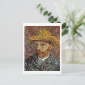 Selbstportrait mit Straw Hat Van Gogh Fine Art Postkarte (Stehend Vorderseite)