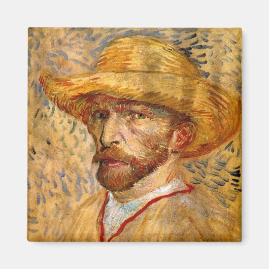 Selbstportrait mit Strohhut, Vincent Van Gogh Magnet (Vorne)