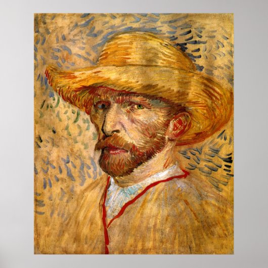 Selbstportrait mit Strohhut, Vincent Van Gogh Poster (Vorne)