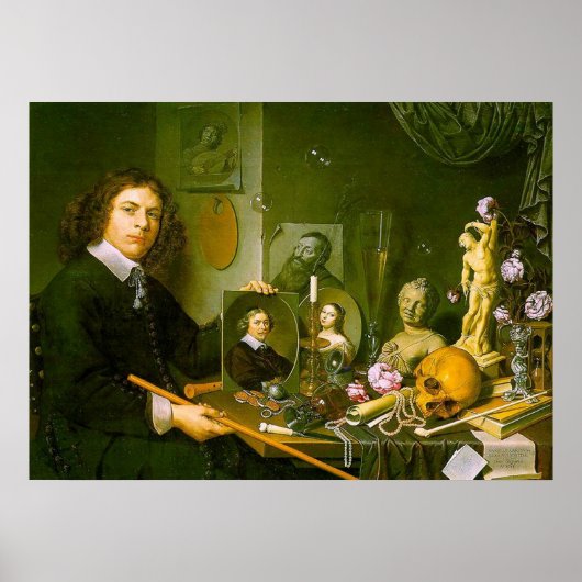Selbstportrait mit Vanitas-Symbolen Poster (Vorne)