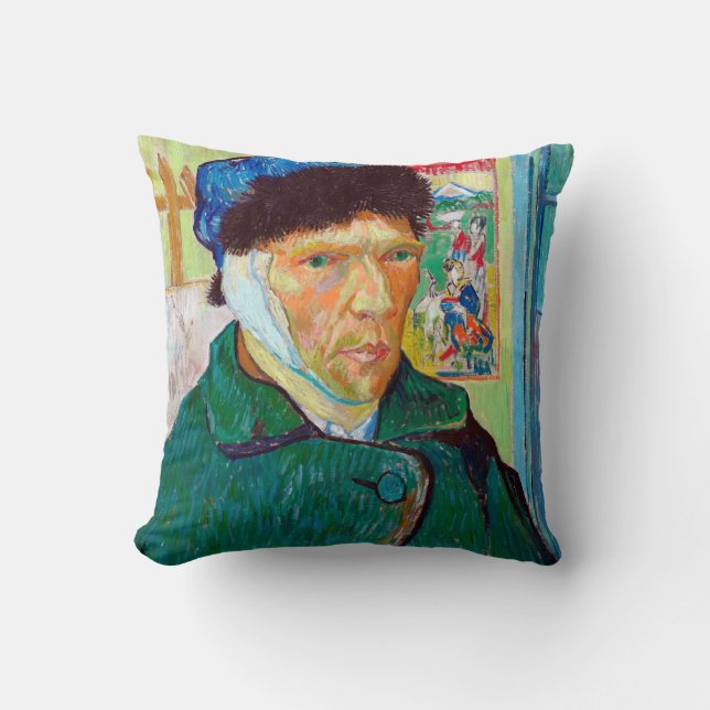 Selbstportrait mit verbanntem Ohr, Van Gogh Kissen (Vorderseite)