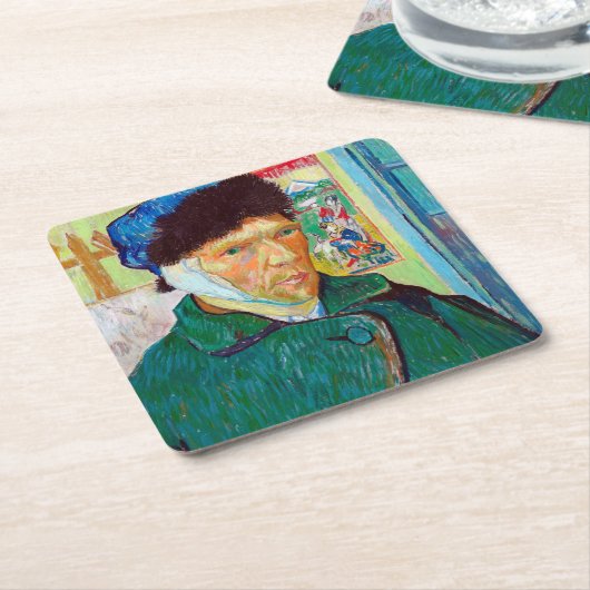 Selbstportrait mit verbanntem Ohr, Van Gogh Rechteckiger Pappuntersetzer (angewinkelt)