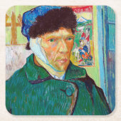 Selbstportrait mit verbanntem Ohr, Van Gogh Rechteckiger Pappuntersetzer (Vorderseite)