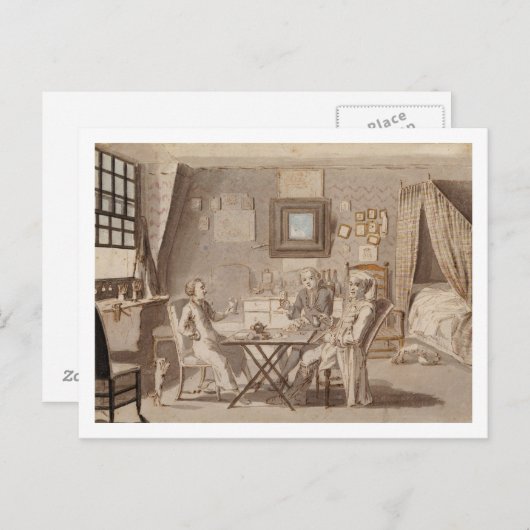 Selbstportrait mit zwei jungen Männern (Stift & br Postkarte (Vorne/Hinten)