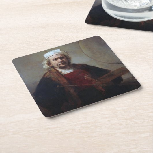 Selbstportrait mit zwei Kreisen, Rembrandt Rechteckiger Pappuntersetzer (angewinkelt)