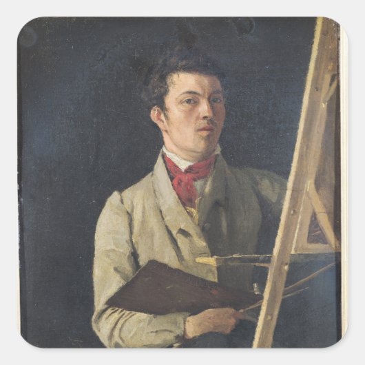 Selbstportrait, neben einem Easel, 1825 Quadratischer Aufkleber (Vorderseite)