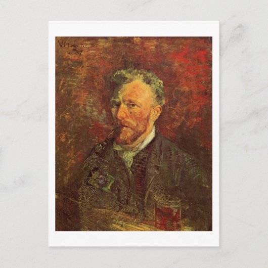 Selbstportrait, Rohr und Glas, Vincent van Gogh Postkarte (Vorderseite)