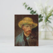Selbstportrait, Strohhut & Pipe Van Gogh Fine Art Postkarte (Stehend Vorderseite)