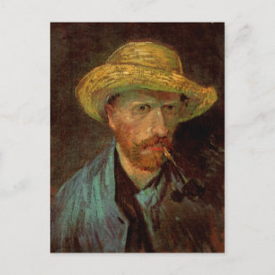Selbstportrait, Strohhut & Pipe Van Gogh Fine Art Postkarte